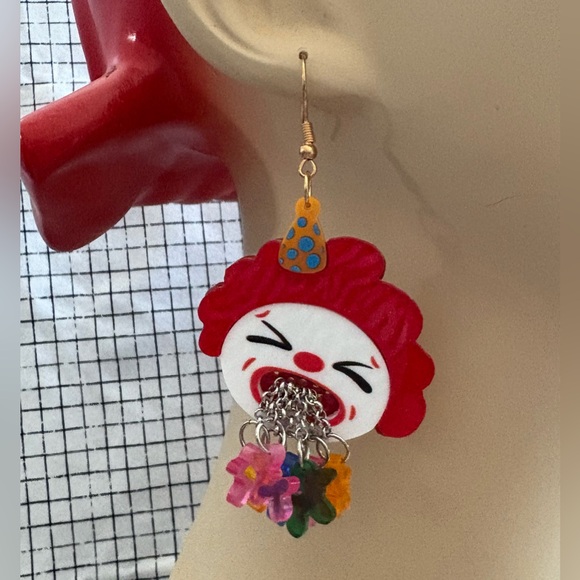 Jewelry - Clown Vomit Acrylic Dangle Earrings - Weird Unique Circus